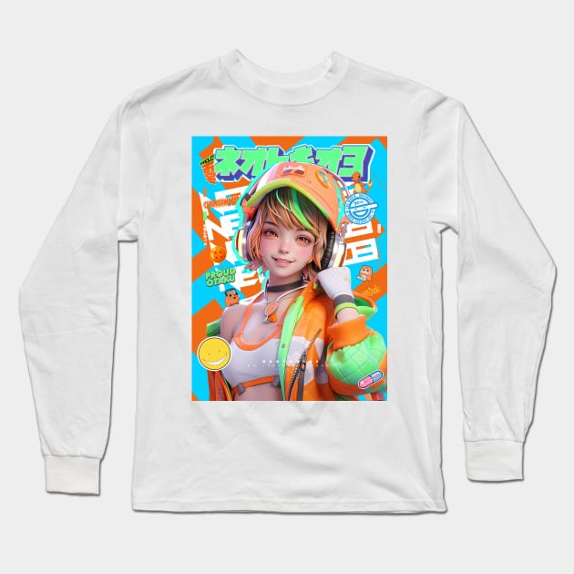 HEADPHONE GAL 6000 - NEOTOKIO3 100%ドPE / HAPPINESS | Anime Manga Cute Anime Lover Gift  | PROUD OTAKU Long Sleeve T-Shirt by PROUD OTAKU